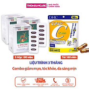 Combo viên uống sáng da Lcystine 60V, DHC Vitamin C- Giúp đẹp da