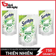 COMBO 3 Túi Nước rửa chén Sunlight Thiên nhiên trắng Túi 750gx3