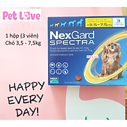 1 hộp 3 viên NexGard Spectra trị giun, ghẻ, ve rận, viêm da chó 3,5 - 7,5kg