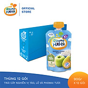 Thùng 12 Gói Trái cây nghiền vị táo, lê và phomai tươi Fruto Nyanya 90g