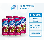 Lốc Lon Nước Trái Cây Chanh Leo Pushmax 320ml x 6 Lon