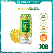 Combo 6 Lon Nước Mía Tắc Tự Nhiên MÍAHA dung tích 240ml Lon