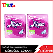 Combo 2 Băng Vệ Sinh Diana Libera siêu thấm siêu mỏng cánh 23cm 8miếng