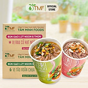 Thùng 12 bún tảo xoắn + 12 bún rau củ gạo lứt ăn liền NGON & THON eatclean