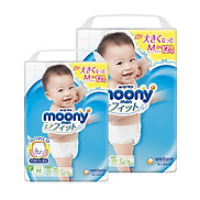 Combo 2 Bỉm - Tã quần Moony Blue size M 58 miếng Cho bé 6 12kg