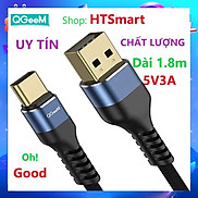 Cáp sạc nhanh QGeeM USB Type C 3A dài 1.8mSiêu bền Truyền dữ liệu tốc độ