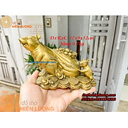 Tượng Chuột Kéo Bao Tài Lộc Bằng Đồng Thau Kích Thước 17x9x12cm, Nặng 0