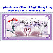 Tranh thêu chữ thập đồng hồ chữ vợ chồng và thiên nga 88866 chưa thêu