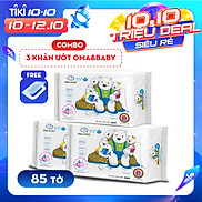 Combo 3 gói Khăn ướt làm sạch tinh khiết dành cho bé Oma&Baby với công