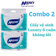Combo 2 lốc giấy vệ sinh Luxury, lốc 6 cuộn thương hiệu Nano