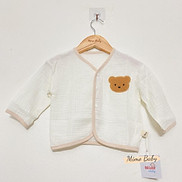 Áo dài tay cổ tim, áo cardigan thu đông đính gấu dễ thương cho bé QA40