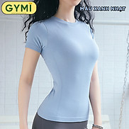 Áo tập gym yoga nữ GYMI AC08 dáng ngắn cộc tay thể thao chất dệt dày dặn