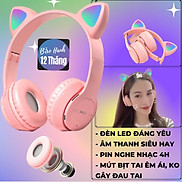 Tai Nghe Mèo Bluetooth Dễ Thương Kèm Đèn Led Phát Sáng Có Mic