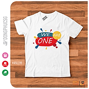 Áo thun hội nhóm unisex nam nữ gia đình WE ARE ONE phông màu trắng thun