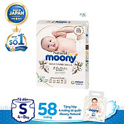 Tã dán Moony Natural S58 tặng hộp 4 miếng Tã quần Moony Natural M