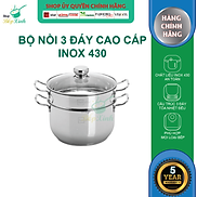 Bộ nồi xửng hấp bếp từ Fivestar 3 đáy nắp kiếng  24 cm  ,TẶNG 1 VÁ CANH