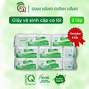 Combo 5 lốc giấy vệ sinh cặp có lõi Thiên An 2 lớp 5 cặp lốc