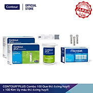 Bộ 2 sản phẩm 100 Que thử đường huyết CONTOUR PLUS và 100 Kim lấy máu thử