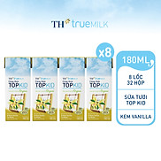 8 Lốc sữa tươi tiệt trùng TOPKID kem vanilla tự nhiên TH True Milk 180ml