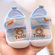 Giày tập đi, giày thêu hình gấu Teddy tập đi cho bé trai bé gái Đế mềm