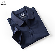 Áo polo nữ màu xanh đen phối viền chìm ADINO vải cotton polyester mềm dáng