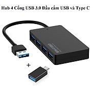 HUB TYPE C Và HUB USB Chia 4 Cổng USB 3.0 Dành Cho Macbook Pro, Laptop, PC