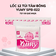 Lốc 12 gói Tăm bông Yumy trẻ em thân nhựa túi 100 que SPB-022