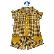 Bộ quần áo ngắn bé trai họa tiết Caro Vàng Nâu cotton - AICDBGHOXTGJ
