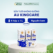 Combo 4 Hộp Sữa tươi tiệt trùng AU KingCare nguyên kem không đường Hộp 1L