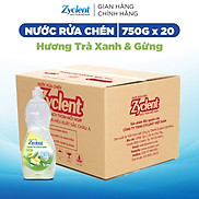 Thùng Nước Rửa Chén Zyclent Hương Trà Xanh & Gừng - 750G x 20 CHAI