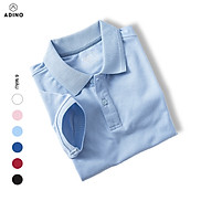 Áo polo nữ ADINO màu xanh nhạt phối viền chìm vải cotton co giãn dáng