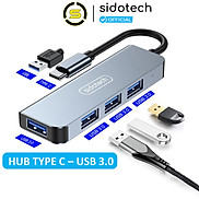 HUB Type C và HUB USB 3.0 tốc độ cao 4 in 1 Sidotech bộ chia cổng usb mở