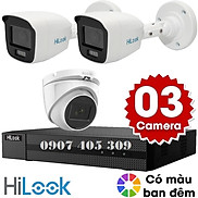 Trọn bộ 3 camera giám sát 2.0MP HiLook - Có màu ban đêm - Cắm điện là chạy