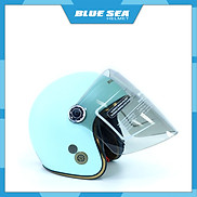 Mũ Bảo Hiểm 3 4 Blue Sea Màu Xanh Ngọc Sơn Mờ Có Kính Chắn Gió Cao Cấp