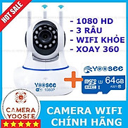 Camera Wifi Trong Nhà Yoosee 3Mpx Full HD, 3 Râu 11 Đèn Hồng Ngoại