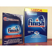 Combo 110 viên Finish +1.5kg muối rửa bát dùng cho máy rửa bát chén + Tặng