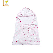 Khăn ủ sơ sinh cotton Babiboo có mũ trùm đầu họa tiết dễ thương cho bé