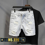 Quần Short Jean Nam, Quần Short Jean Phối Rách Chất Bò Cao Cấp MS229