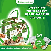 Thanh gạo lứt Hạt & Rong Biển Nonglamfood hộp 8 thanh 136g Combo 4 hộp