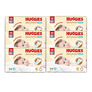 Thùng 6 gói Tã bỉm dán sơ sinh Huggies Skin Perfect NB 38 miếng với 2 vùng