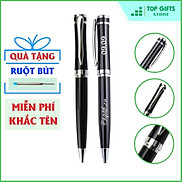 Bút Ký Khắc Tên ALAN xoay mở ngòi 0.7mm Đen viền bạc ALX025 Miễn phí khắc