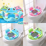 Bệ lót thu nhỏ bồn cầu hình ếch có tay vịn cho bé,bệ toilet