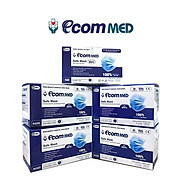 Combo 5 Hộp Khẩu Trang Y Tế EcomMed 4 Lớp Kháng Khuẩn 99% Hộp 50 cái