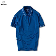 Áo thun có cổ nam màu xanh dương phối viền ADINO vải polyester cotton mềm