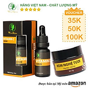 Bộ dưỡng trắng hồng, mịn màng da mặt Wonmom  1 serum vitamin C + 1 kem