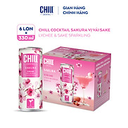 Thùng 6 lon Chill Cocktail Sakura vị Vải Sake 330ml lon