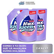 Combo 3 Túi Nước Giặt Xả Maxkleen Hương Hoa Nắng 2.4kg túi