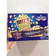 BẮP RANG BƠ VỊ BƠ CROWN của Mỹ 240g 3 gói x 80g -Extra butter popcorn. hsd