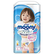 Tã bỉm quần moony xanh không cộng miếng nội địa Nhật Bản size L bé gái 44