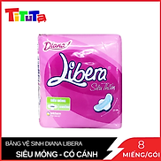 Băng Vệ Sinh Diana Libera siêu thấm siêu mỏng cánh 23cm 8miếng